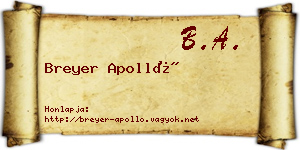 Breyer Apolló névjegykártya